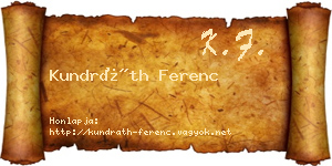 Kundráth Ferenc névjegykártya